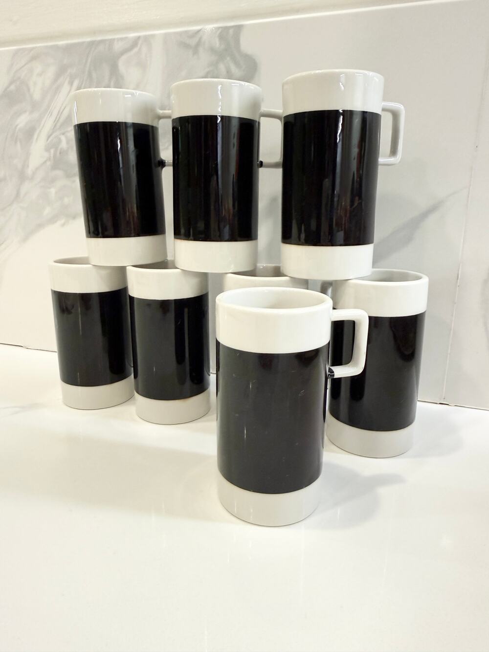 Set 8 Braniff Airlines Ceramic Espresso Mugs Alexander Girard Hall China 1269